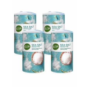 Соль морская 4LIFE мелкая йодированная в тубе 4 шт по 250г
