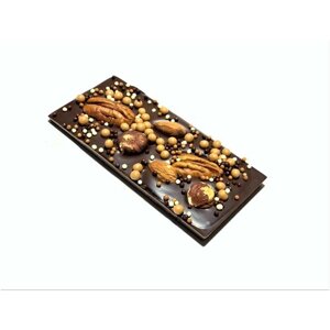 Тёмный бельгийский шоколад 55 грамм Орех пекан; орех миндаль; орех кешью; орех фундук; орех бразильский; карамельные криспы