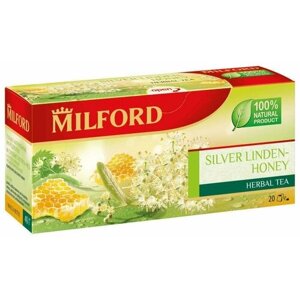 Травяной напиток MILFORD липа серебристая с медом в пакетиках, 20х2,25 г, 5 шт