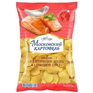 Упаковка 8 штук Чипсы "Московский Картофель" со вкусом атлантического лосося в сливочном соусе пак 150г