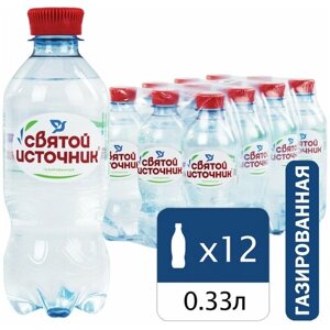 Вода газированная питьевая святой источник, 0,33 л, пластиковая бутылка