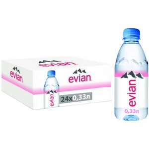 Вода минеральная природная столовая питьевая Evian негазированная, ПЭТ, без вкуса, 24 шт. по 0.33 л