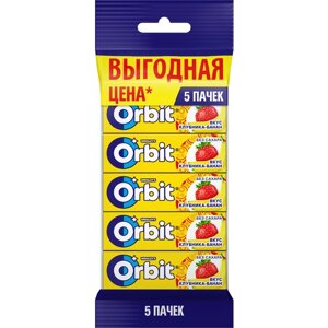 Жевательная резинка Orbit Клубника-банан без сахара, 5 шт. в уп.