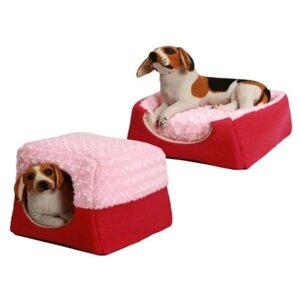 Домик для собак, красный, розовый, 40x40x34 см