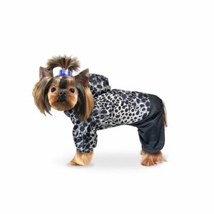 Дождевик с капюшоном на кнопках Актив одежда для собак Zootrend, леопардовый черный L, унисекс