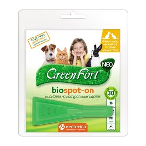GreenFort Neo Biospot-on для кошек, кроликов и собак менее 10 кг 1 шт. в уп., 1 уп.