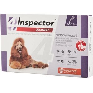 Inspector раствор от блох и клещей Quadro С для собак, щенков, кошек, для домашних животных 1 шт. в уп., 1 уп.