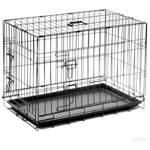 Клетка для собак металлическая ТоТо № 3 черная, с 2-мя дверьми, поддоном и сеткой (78х49х56.5см)