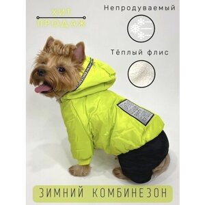 Комбинезон на плотном флисе для собак мелких и средних пород / Зимний / С капюшоном / Размер M