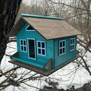 Кормушка для птиц PinePeak / деревянный скворечник для птиц подвесной для дачи и сада, 240х320х270мм