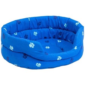 Лежак для собак и кошек Дарэленд овальный стеганый синий хлопок 64 х 51 х 17 см (1 шт)