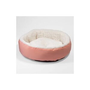 Лежанка мягкая для животных собак и кошек розовая круглая
