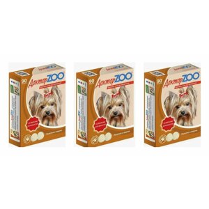 Мультивитаминное лакомство для собак Доктор ZOO со вкусом копченостей, 90 шт, 3 шт.