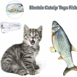 Мягкая игрушка для собак, кошек и котов интерактивная рыба-игрушка/ USB зарядка
