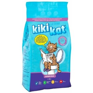Наполнитель KikiKat "Лаванда" супер-белый для кошачьего туалета, комкующийся, бентонитовый, 5 л