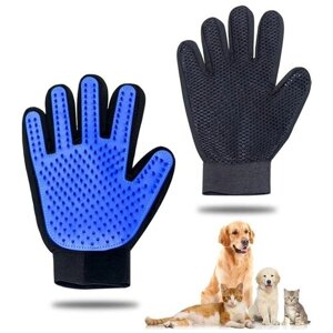 Перчатка для вычесывания шерсти / Расческа для кошек и собак / Массажная рукавица для вычесывания шерсти у животных