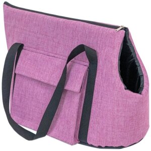 Переноска сумка Блюз "PetTails"4 с 2мя карманами 58 х 27 х 34см (катионик, поролон), розовая