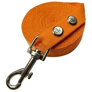 Поводок для собак нейлоновый 7 м х 20 мм оранжевый (до 35 кг) / поводок нейлоновый с карабином / поводок для прогулок и дрессировок собак
