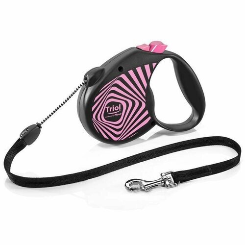 Поводок-рулетка для собак Triol by Flexi Life Geometry Pink M, размер 14.9x3.3x10.5см, черный с розовым