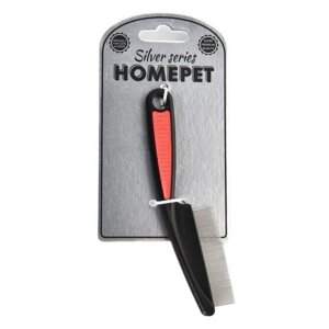 Расческа Homepet Silver Series с короткими зубьями пластиковая для кошек и собак (14,5 х 3,5 см, Черный)