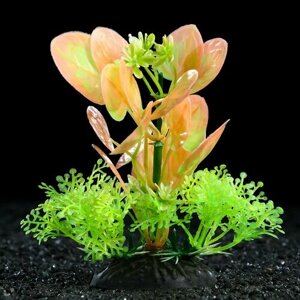 Растение искусственное аквариумное, 10 см, зелёно-розовое (3шт.)