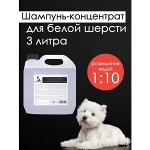 Шампунь для белой шерсти собак Doctor Groom, для светлых окрасов, увлажняющий, гипоаллергенный, универсальный, для всех пород и типов шерсти, 3л