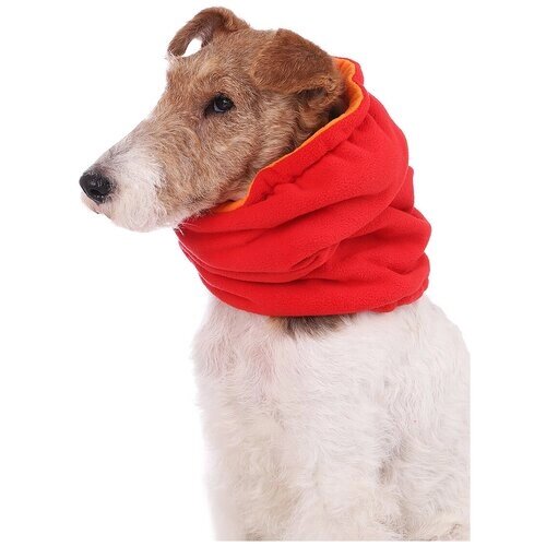 Снуд шапка для собак флисовый Монморанси, красный, размер М
