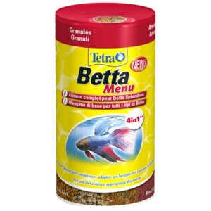 TetraBetta Menu 4в1 (мини-хлопья, гранулы, чипсы, артемия) 100мл Корм для лабиринтовых рыб (Германия), 239395 (2 шт)