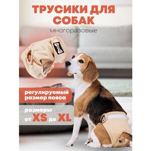 Трусы многоразовые PET&HOME для собак, подгузник для собак, полиэстер, бежевый, размер XS