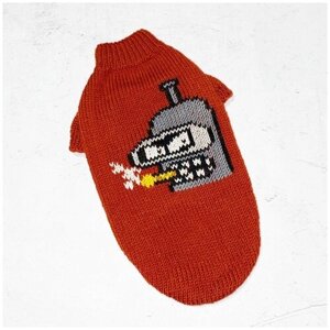 Вязаный свитер Робот Бендер из Футурамы для собак малых пород и котов (handmade) / XL (ДС 38см, ОГ 44см)