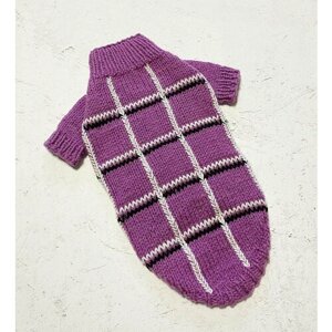 Вязаный свитер "В клетку" для собак малых пород и кошек (handmade) / L (ДС 33см, ОГ 38см)