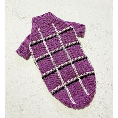 Вязаный свитер "В клетку" для собак малых пород и кошек (handmade) / XL (ДС 36см, ОГ 42см)