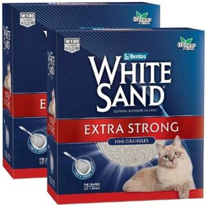 WHITE SAND EXTRA STRONG наполнитель комкующийся для туалета кошек Экстра без запаха (6 + 6 л)