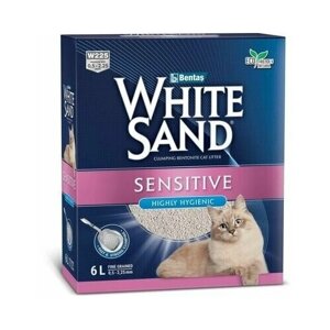 White Sand комкующийся наполнитель для чувствительных кошек, без запаха, коробка
