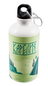 Бутылка с карабином Карелия зеленая (металл) (500мл)