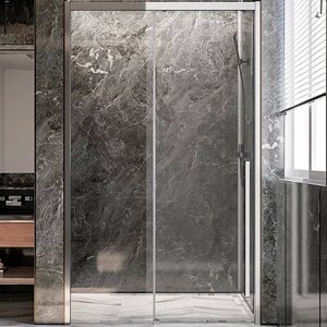 Душевая дверь в нишу Veconi Premium Trento 140х200 профиль хром стекло прозрачное