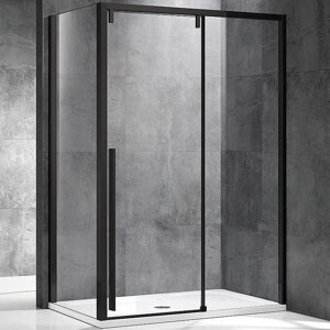 Душевой уголок Vincea Lugano 140х80 черный стекло прозрачное