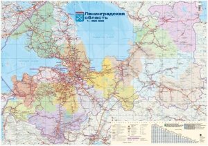 Карта настенная. Ленинградская область. Масштаб 1:450 000