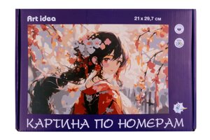 Картина по номерам "Аниме Девушка с цветами в волосах"