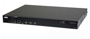 Консольный сервер Aten SN0148CO-AXA-G serial console server, RS232, 48 портов/port RJ45, TCP/IP, без шнуров и адаптеров,2xБ. П. автоопределение типа
