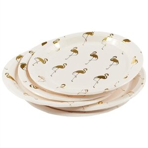 Набор бумажных тарелок Золотые фламинго (18 см) (6 шт) (12-01582-F2)
