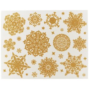 Новогоднее оконное украшение «Снежинки золотые объемные-1», 30 х 38 см