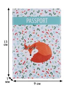 Обложка для паспорта Спящая лиса с вишенками