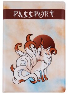Обложка для паспорта Японская лисичка Кицунэ (ПВХ бокс)