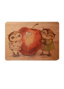 Открытка деревянная Совы с яблоком Для тебя (Инга Пальцер)