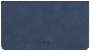 Планинг дат. 2024г. 64л "Soft" синий, карманный, иск. кожа, интегр. переплет, тонир. блок, декор. тиснение, ляссе,