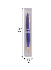 Подарочная ручка шариковая синяя "Smart" синий корпус, желт. металл, пласт. бокс