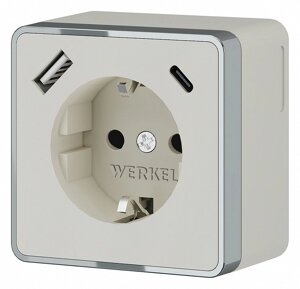 Розетка с заземлением, шторками и USB Werkel Gallant слоновая кость W5071703