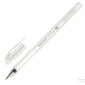 Ручка гелевая белая "White Pastel" корпус прозрачный, узел 1мм, линия 0,5мм, BRAUBERG