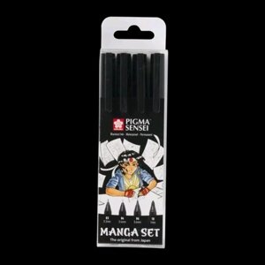 Ручки капиллярные черные 04шт "Pigma Sensei Manga"